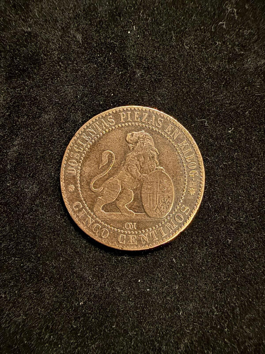1870 Spanish 5 Centimos Copper Coin