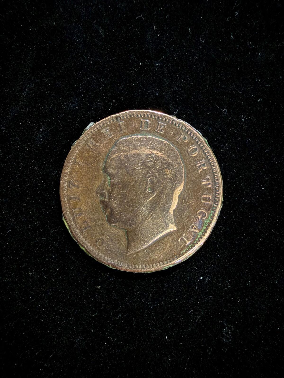Portuguese 1883 20 Reis Copper Coin