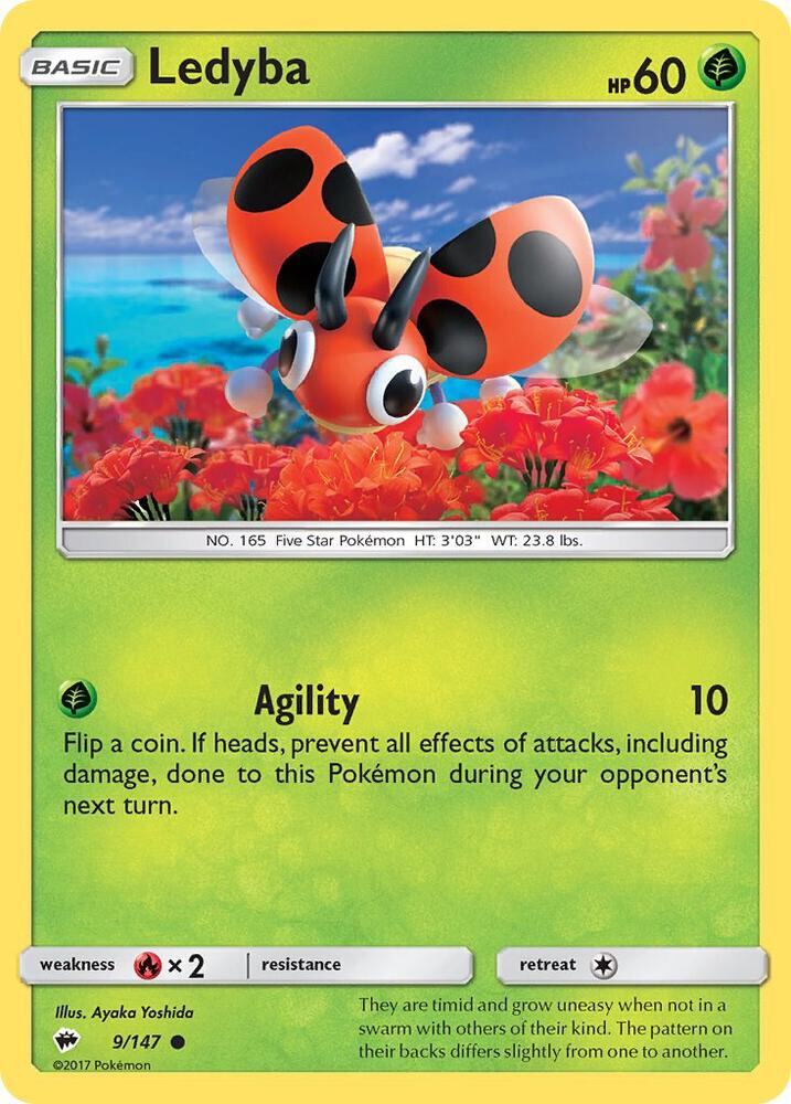 Ledyba Common - Yuka Morii Art - SM - Burning Shadows 9/147 NM