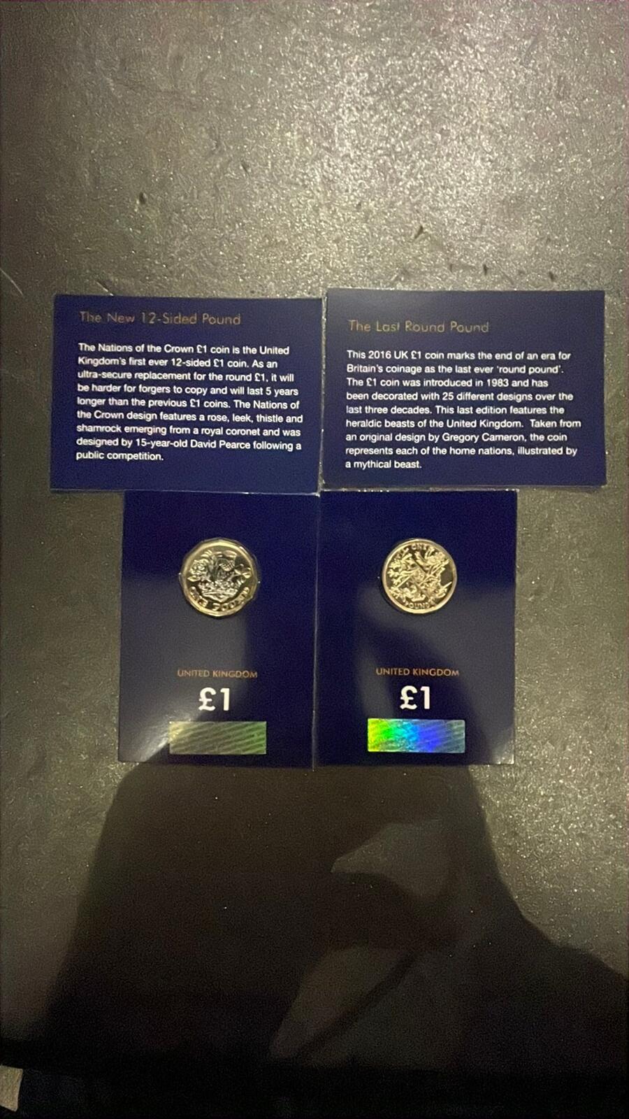 Change Checker 2016 UK £1 Proof Coins The New 12-Sided and The Last Round Pound
