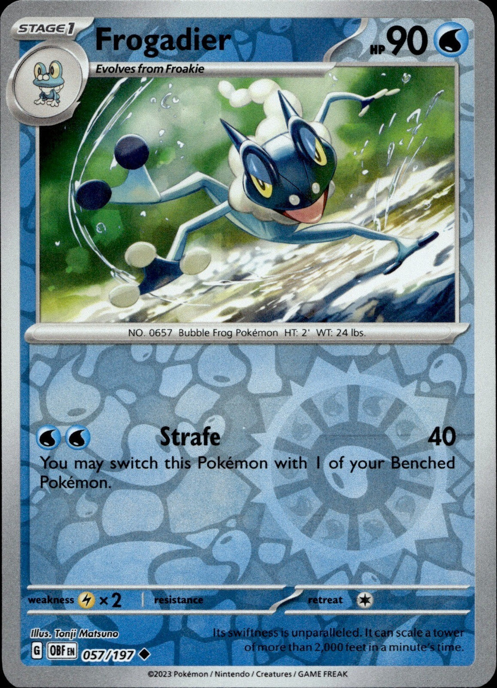 Frogadier Reverse Holo Uncommon SV03: Obsidian Flames 057/197 NM