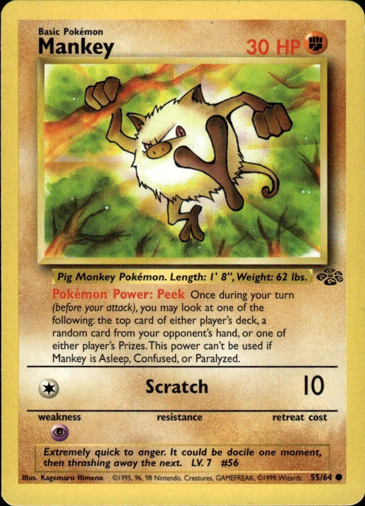 Mankey Unlimited Common Jungle 55/64 NM