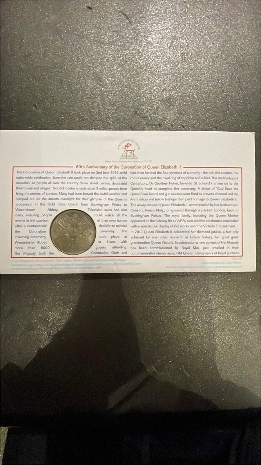 60th Anniversary Coronation Queen Elizabeth II Commemorative Coin and Cover