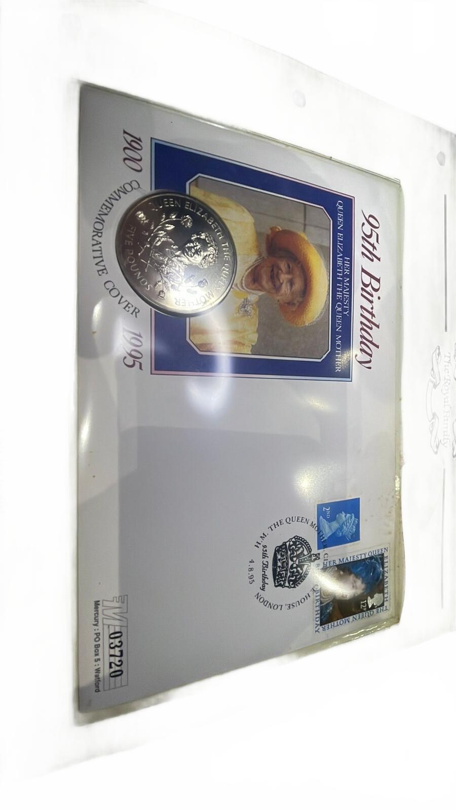 1995 Queen Elizabeth The Queen Mother 95th Birthday Commemorative Coin Cover