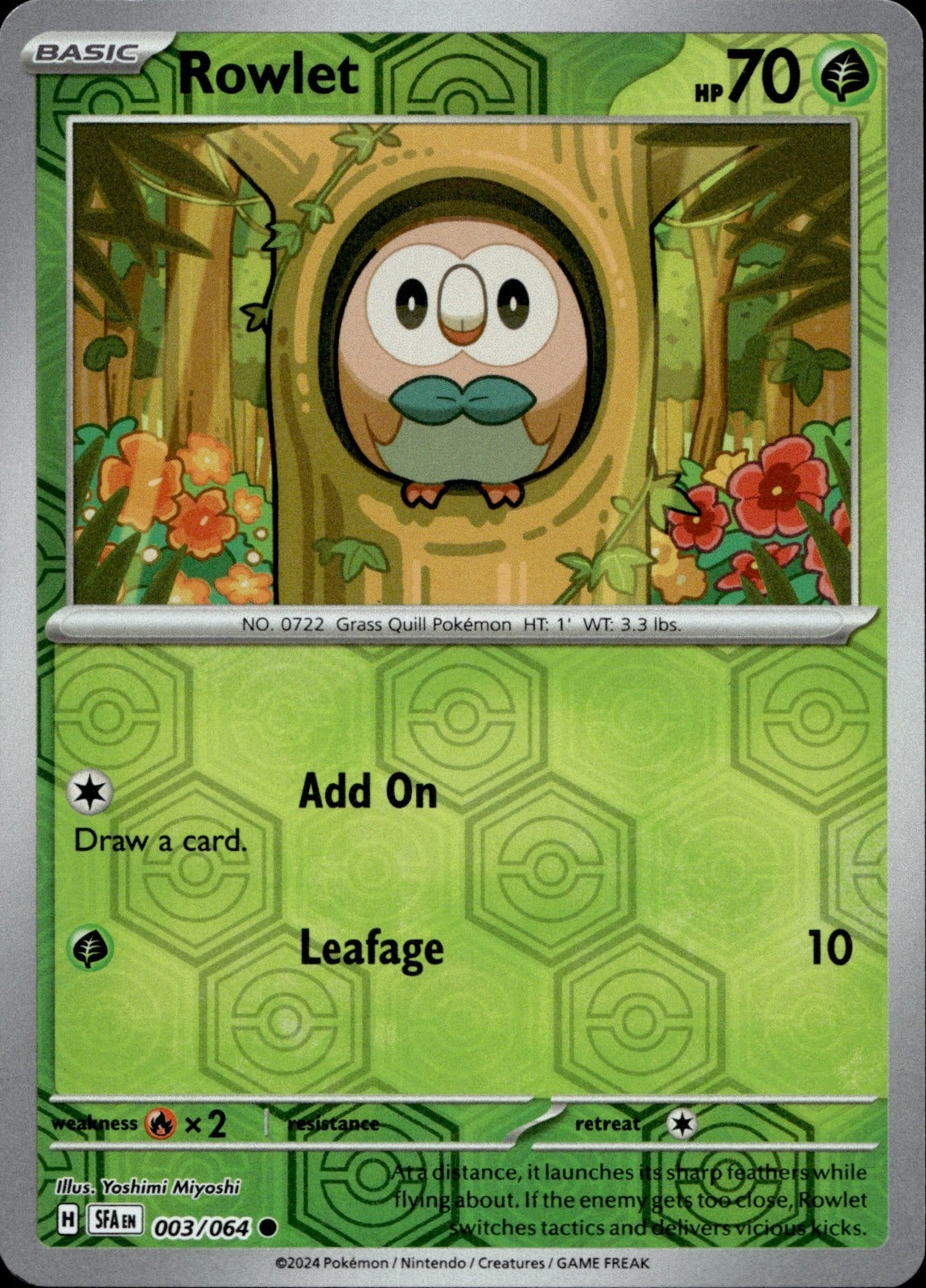 Rowlet Reverse Holo Common SV: Shrouded Fable 003/064 NM