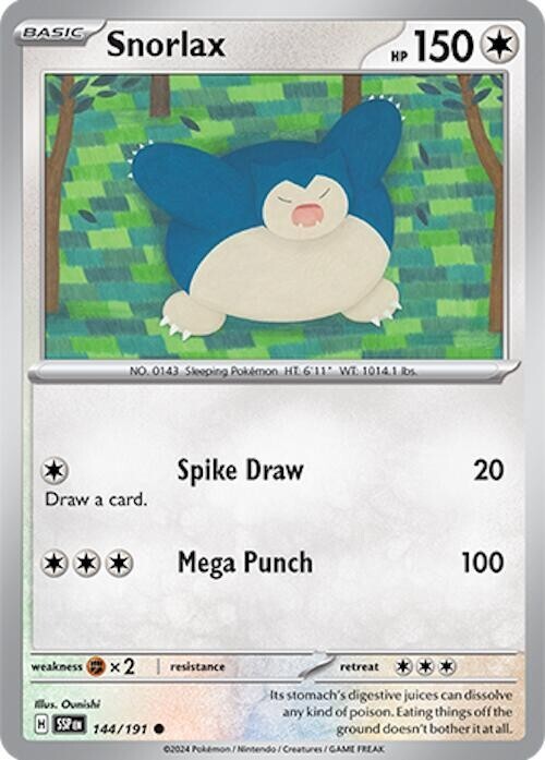 Snorlax Reverse Holo Common SV08: Surging Sparks 144/191 NM