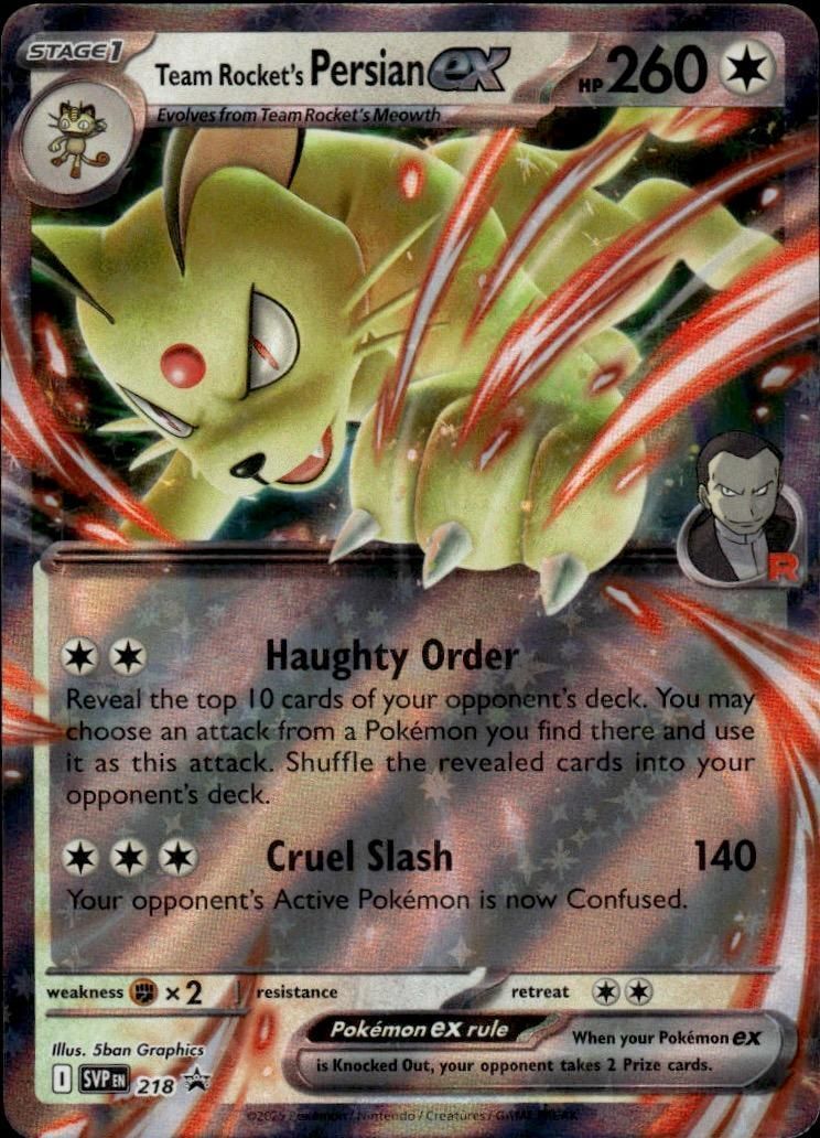 Team Rocket's Persian ex Holo Promo SV: Scarlet & Violet Promo Cards 218 NM