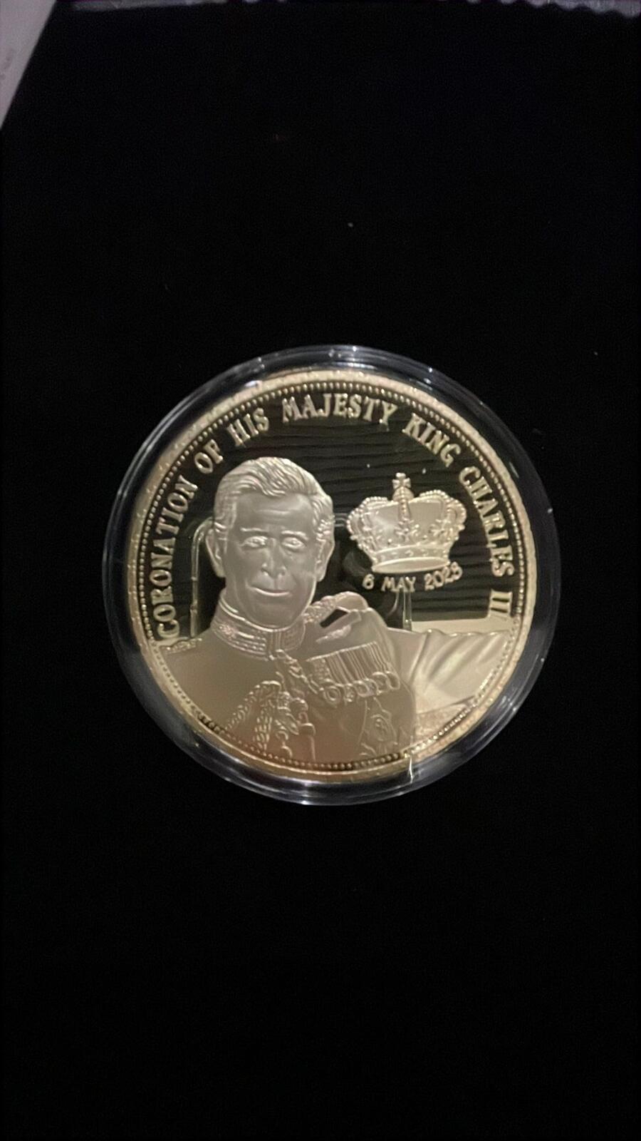 King Charles III 2023 Coronation Proof Coin 110 g Gold-Plated Copper