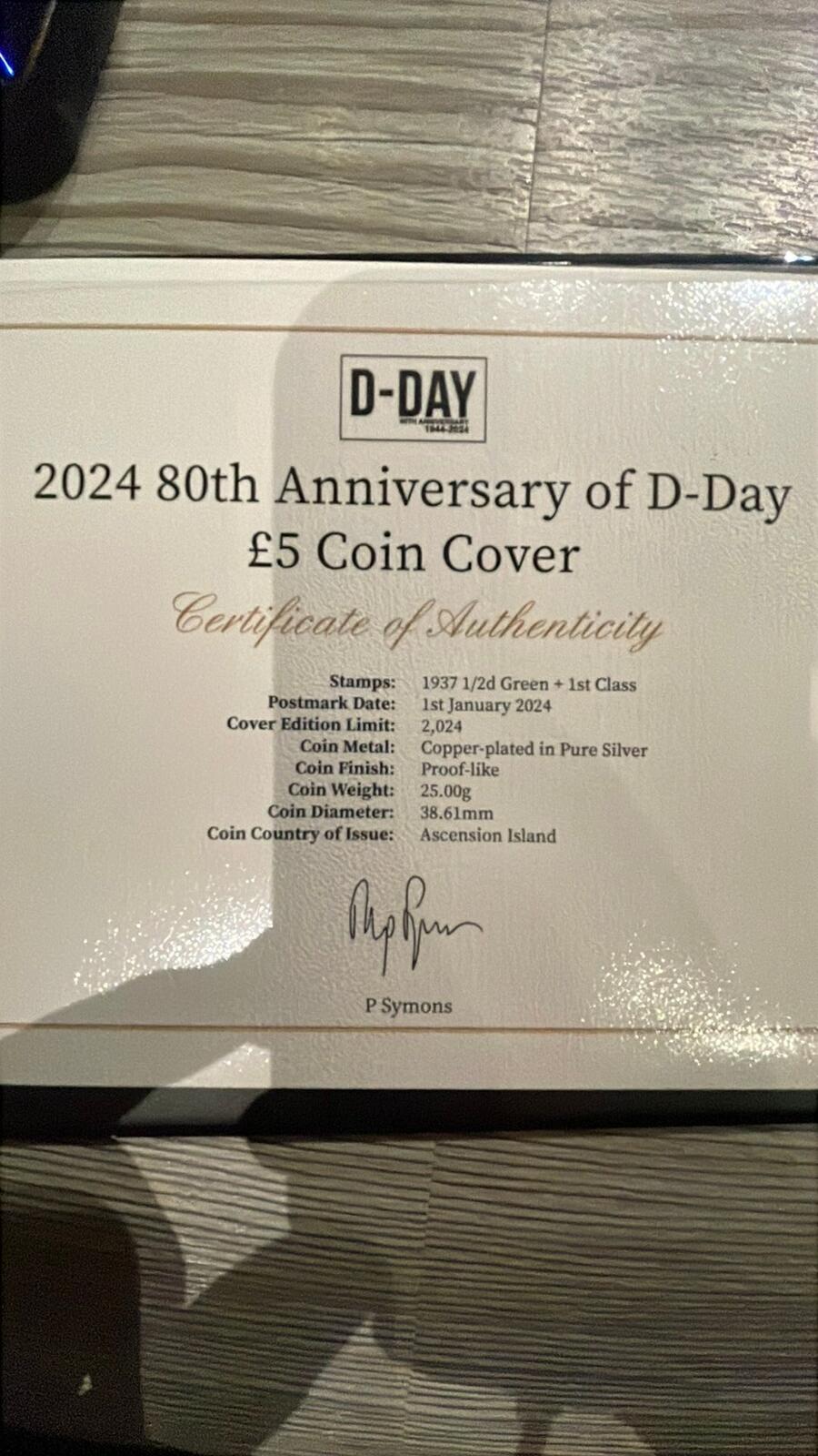 Harrington & Byrne 2024 D-Day 80th Anniversary £5 Coin Cover