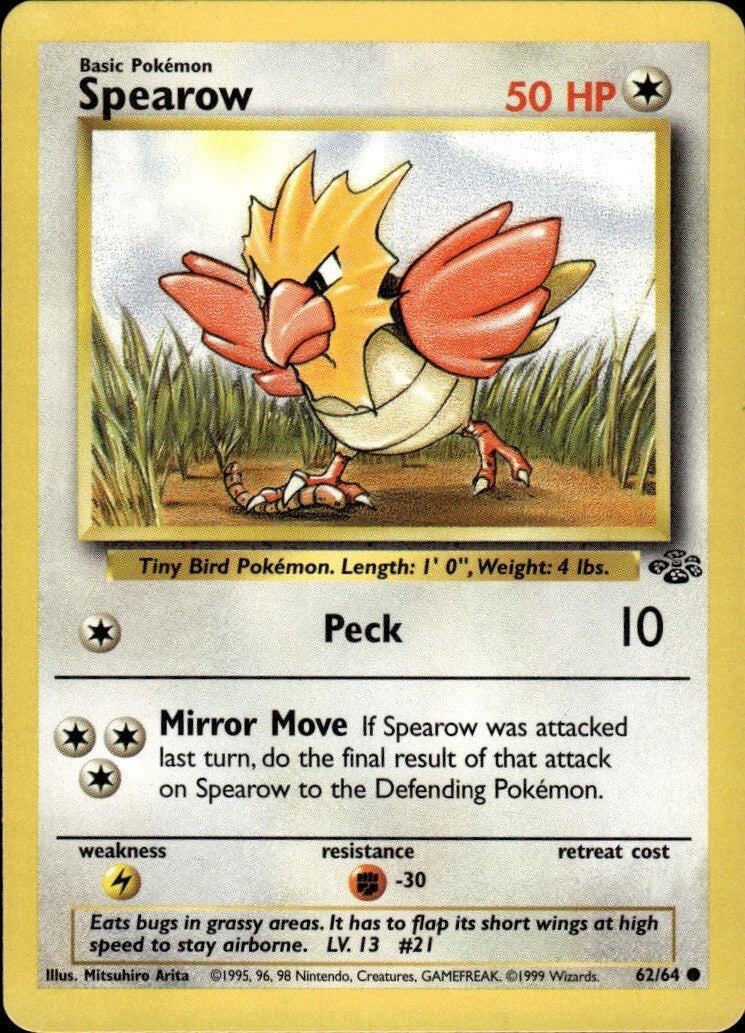 Spearow Unlimited Common Jungle 62/64 NM