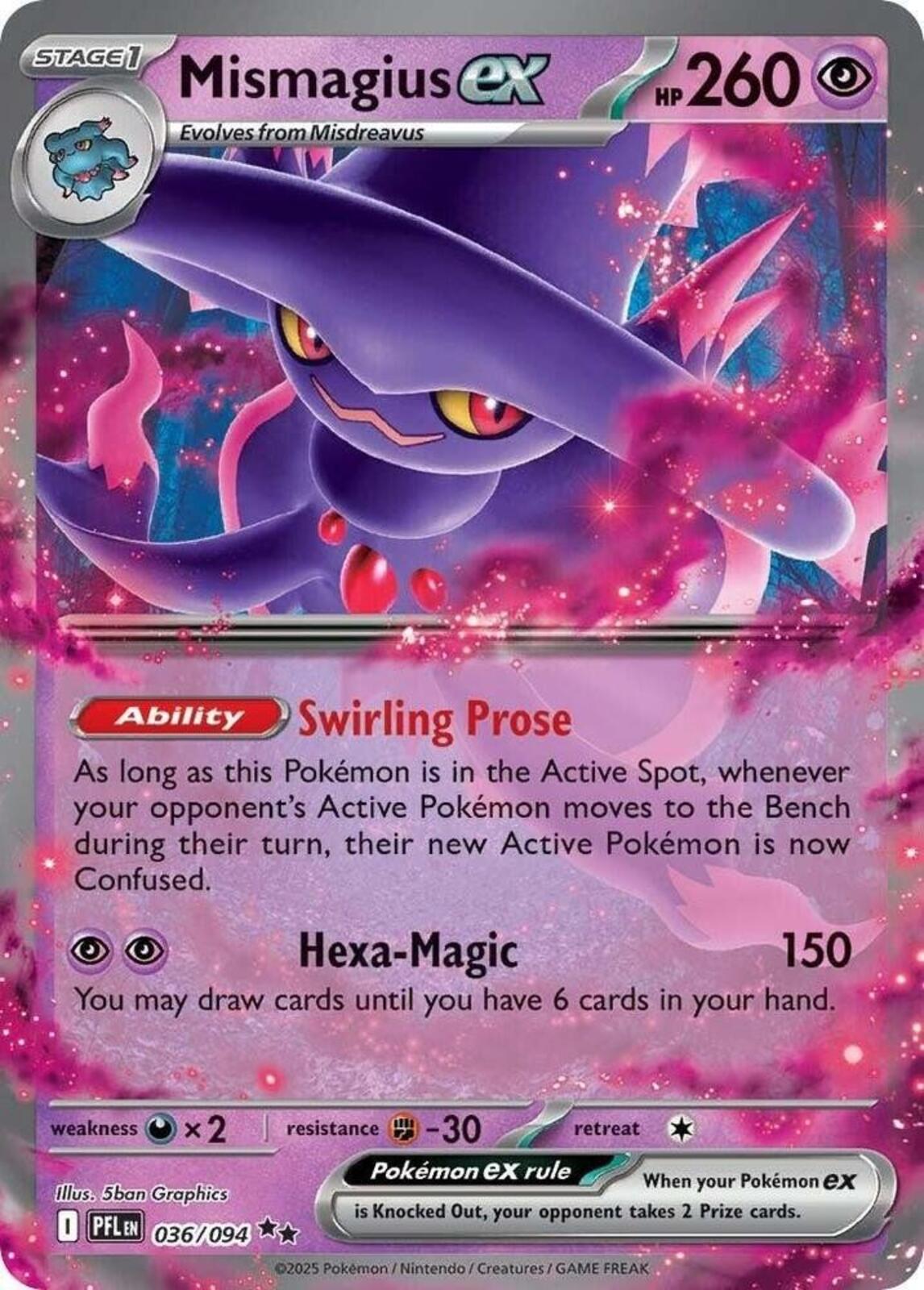 Mismagius ex Holo Double Rare ME02: Phantasmal Flames 036/094 NM