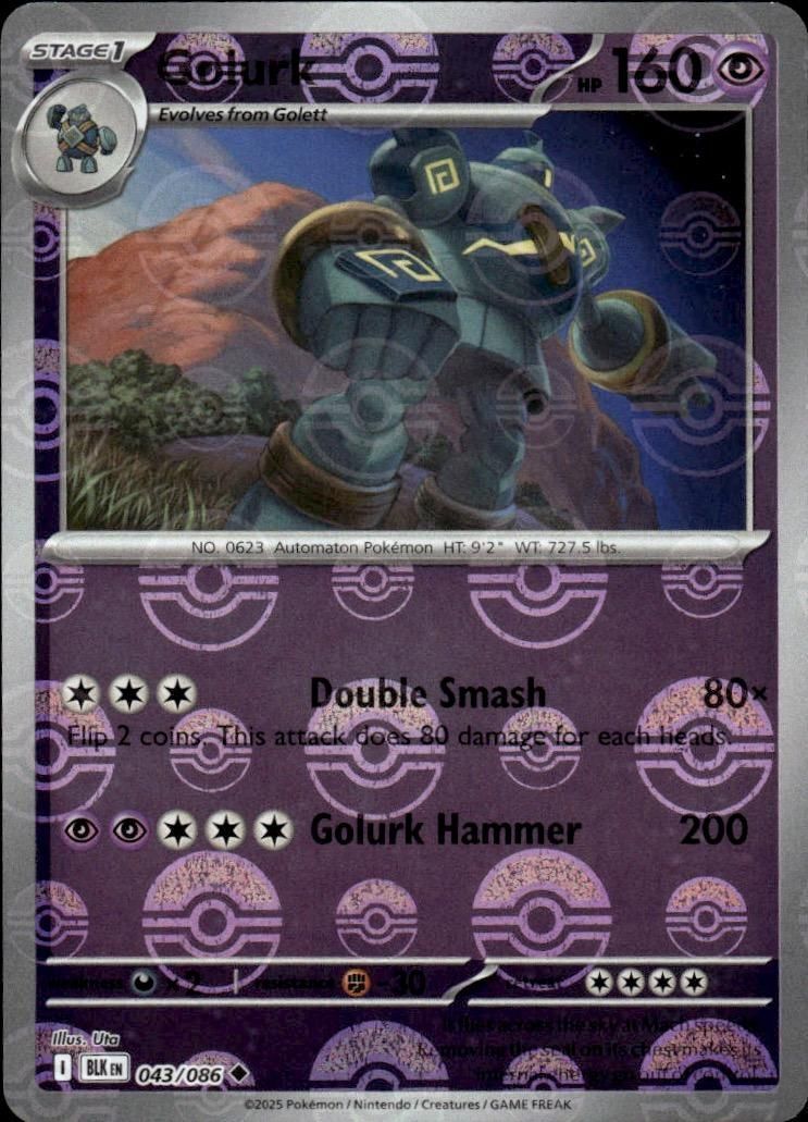 Golurk (Poke Ball Pattern) Holo Uncommon SV: Black Bolt 043/086 1NM