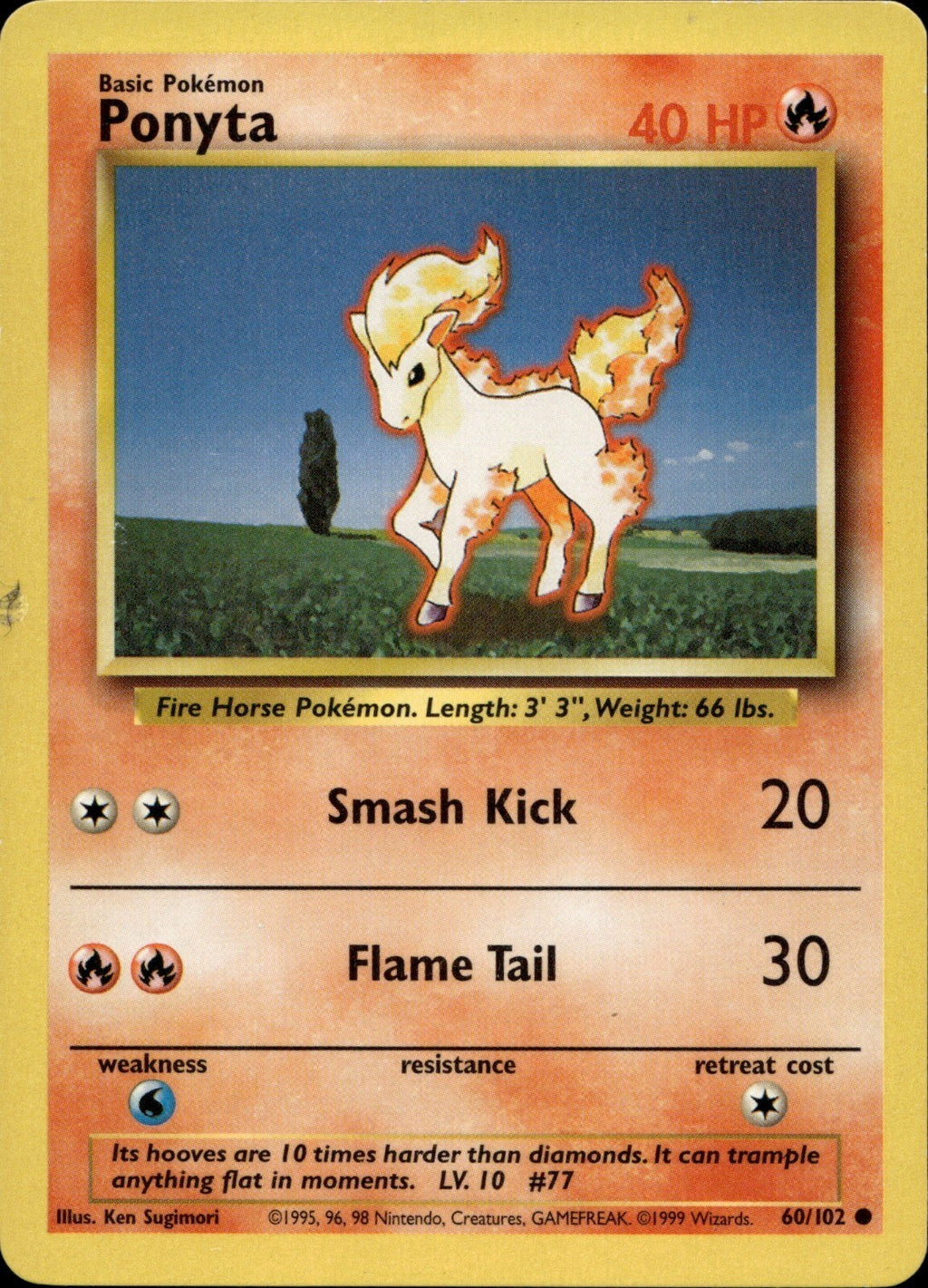 Ponyta Common Base Set 060/102 NM