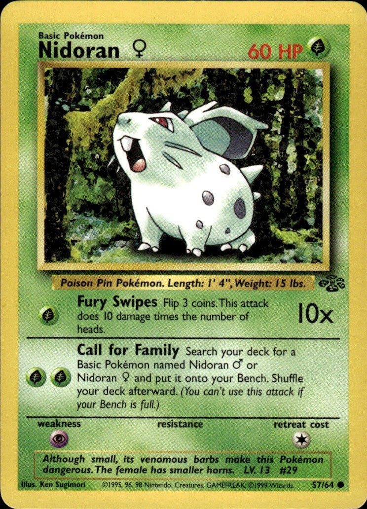 Nidoran F Unlimited Common Jungle 57/64 NM