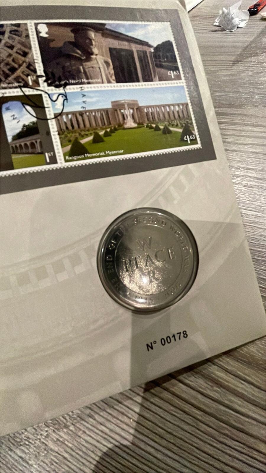 Royal Mint End of the Second World War Commemorative Silver Coin and Stamp Set