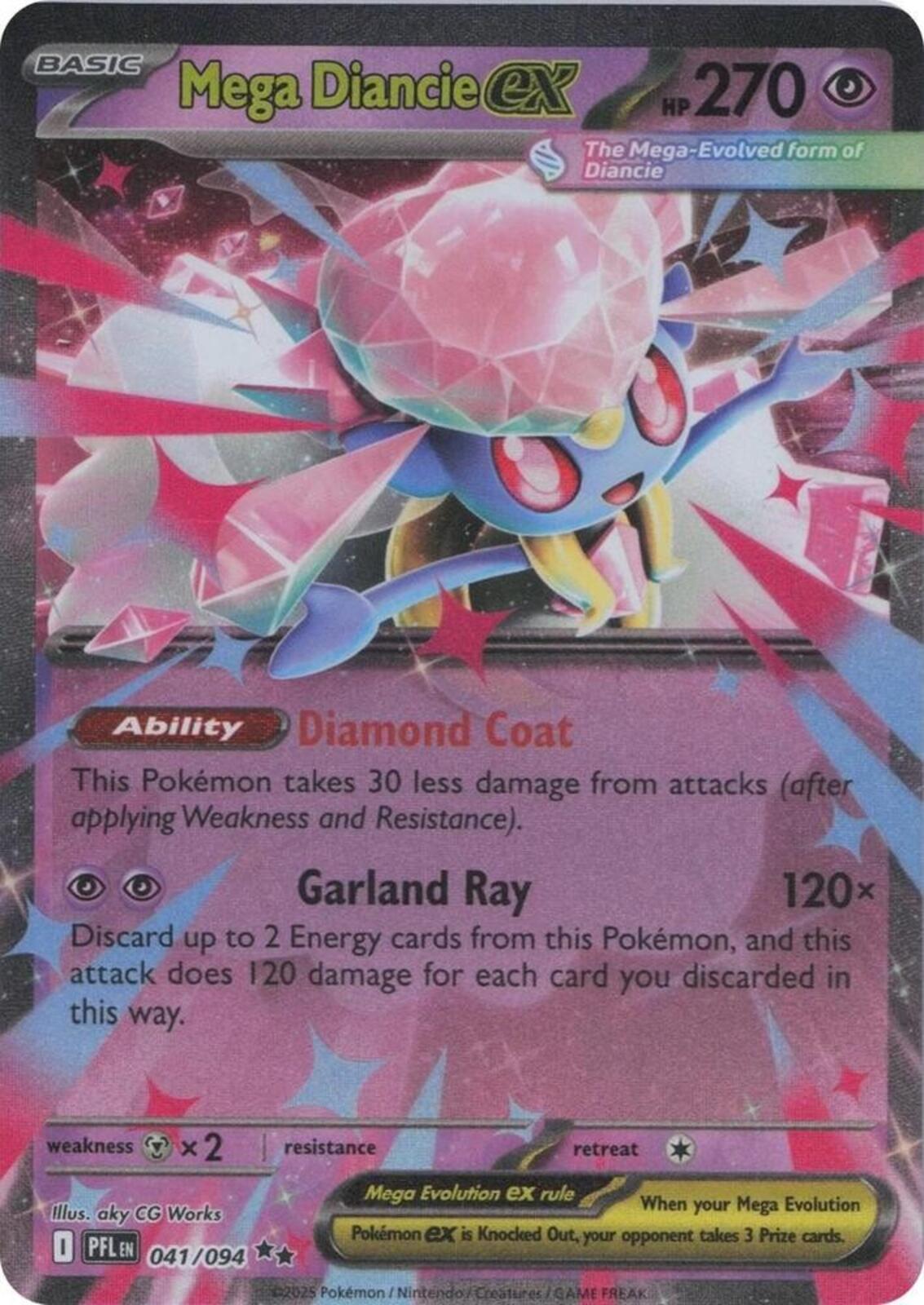 Mega Diancie ex Holo Double Rare ME02: Phantasmal Flames 041/094 NM