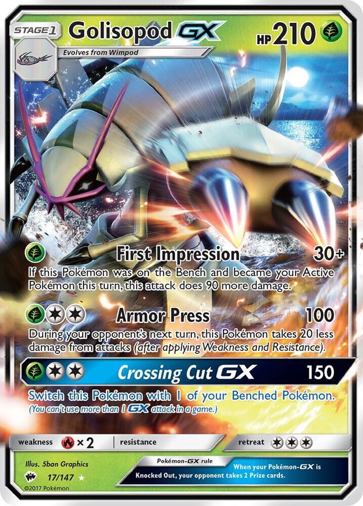 Golisopod GX Holo Ultra Rare SM - Burning Shadows 17/147 - PACK FRESH