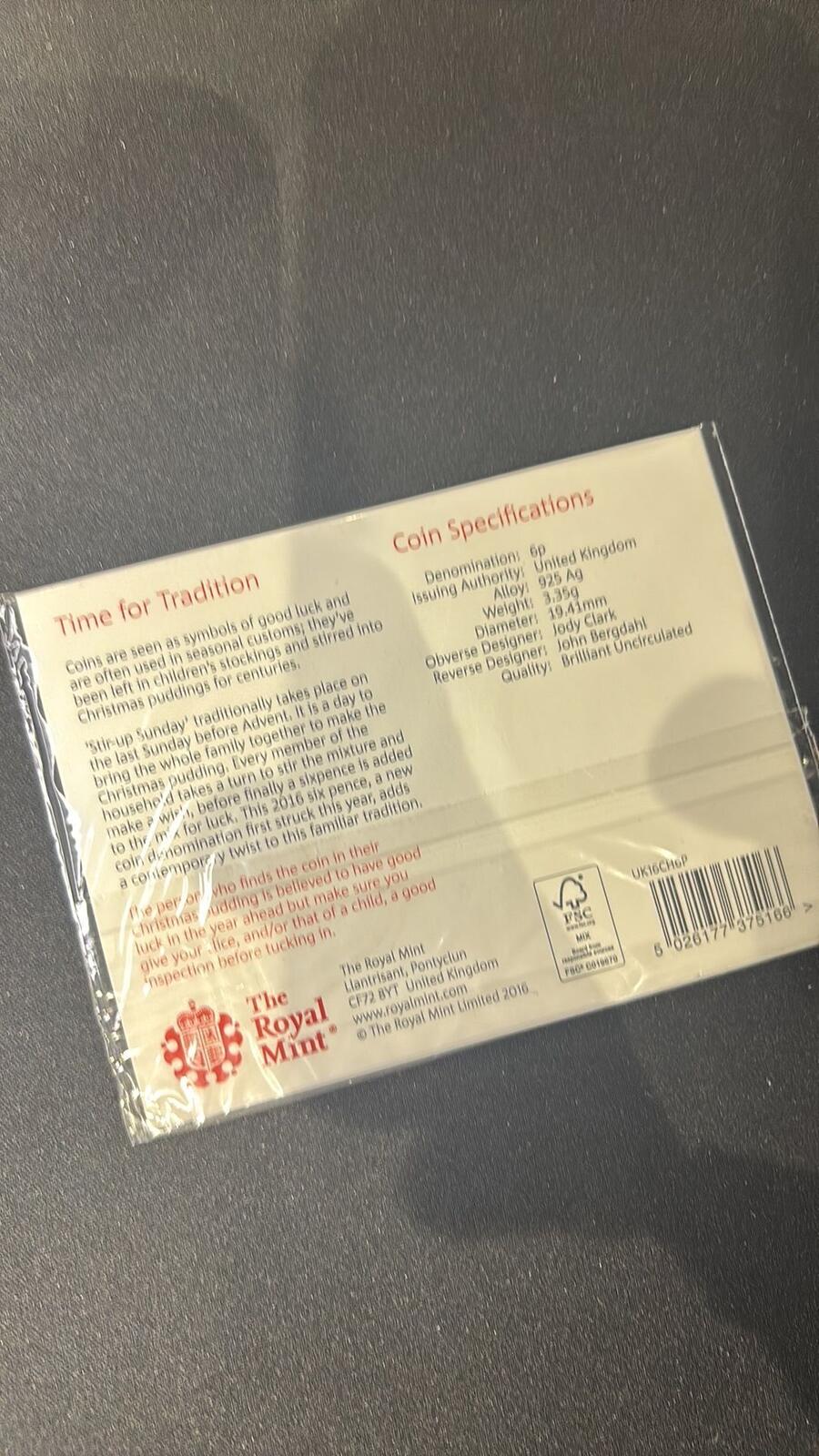 The Royal Mint 2016 Silver Six Pence Coin