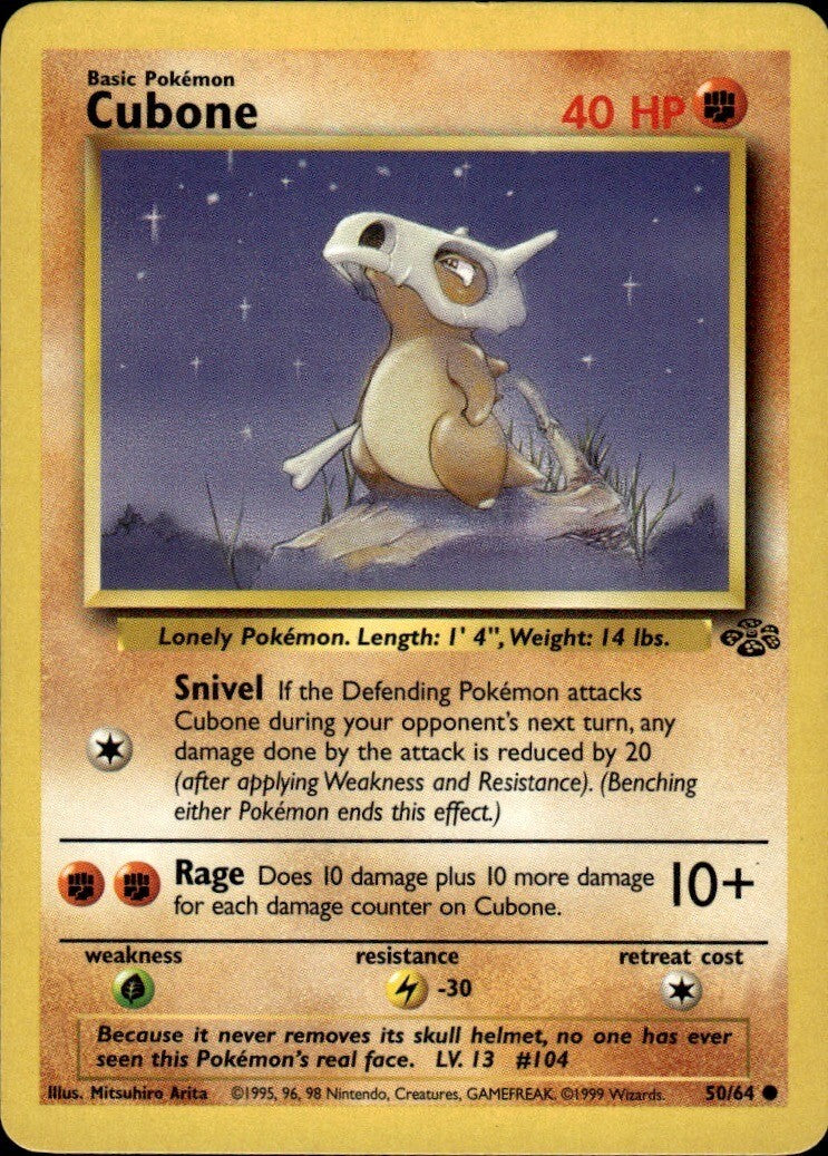 Cubone Unlimited Common Jungle 50/64 NM