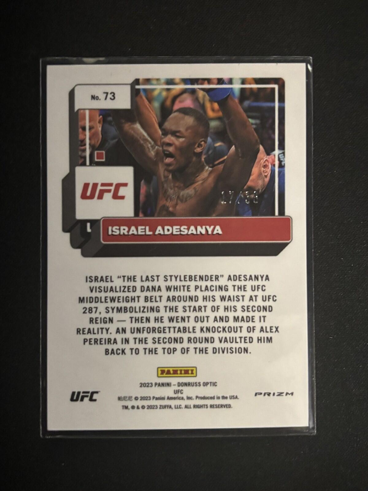 Israel Adesanya Black Velocity Donruss Optic UFC - Black Velocity 73 NM - 17/39