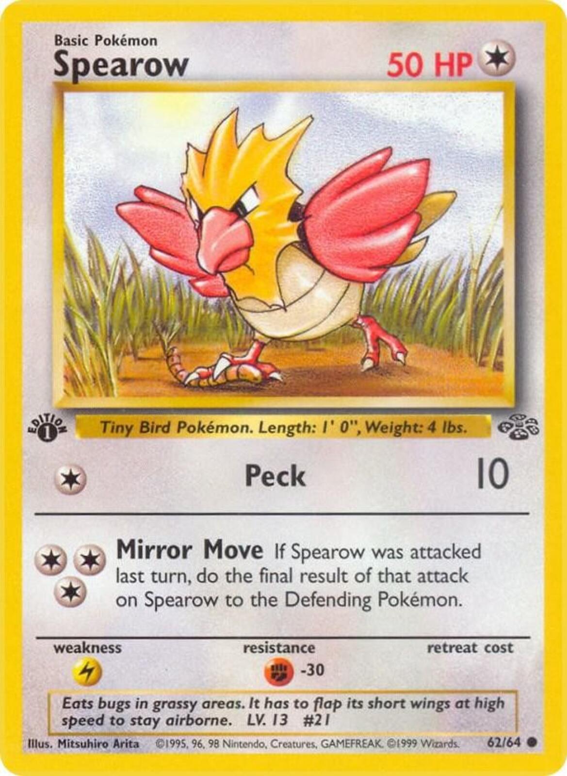 Spearow 1st Edition Common Jungle 62/64 - Superb Condition
