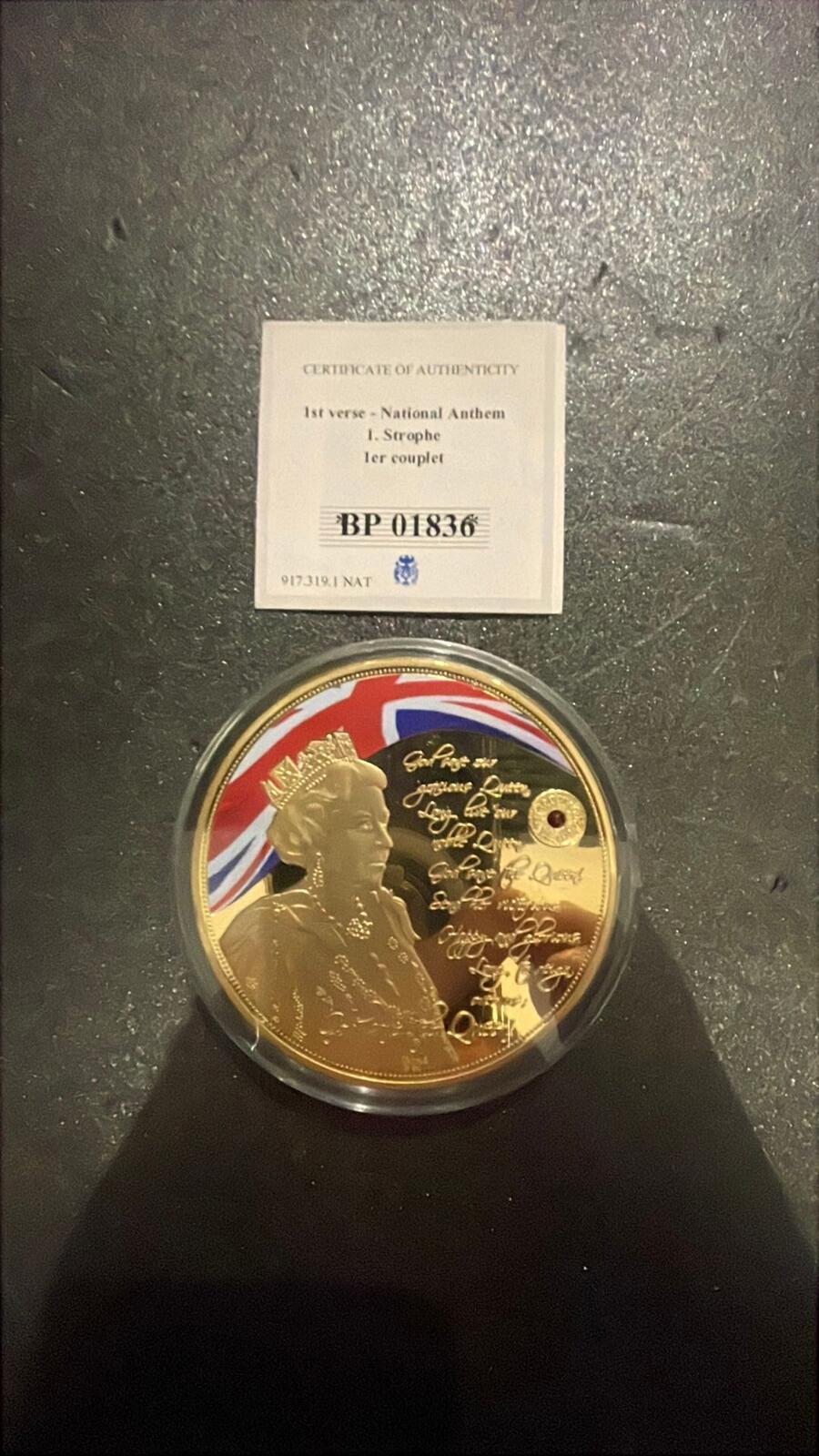 2016 Proof Gold-Plated Coin with Swarovski Crystal - National Anthem Design
