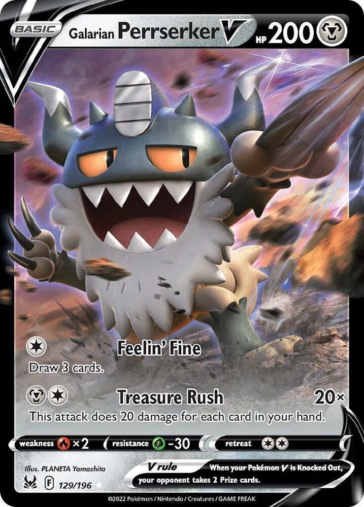 Galarian Perrserker V Holo Ultra Rare SWSH11: Lost Origin 129/196 - PACK FRESH
