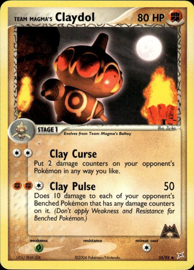 Team Magma's Claydol Uncommon Team Magma vs Team Aqua 33/95 NM