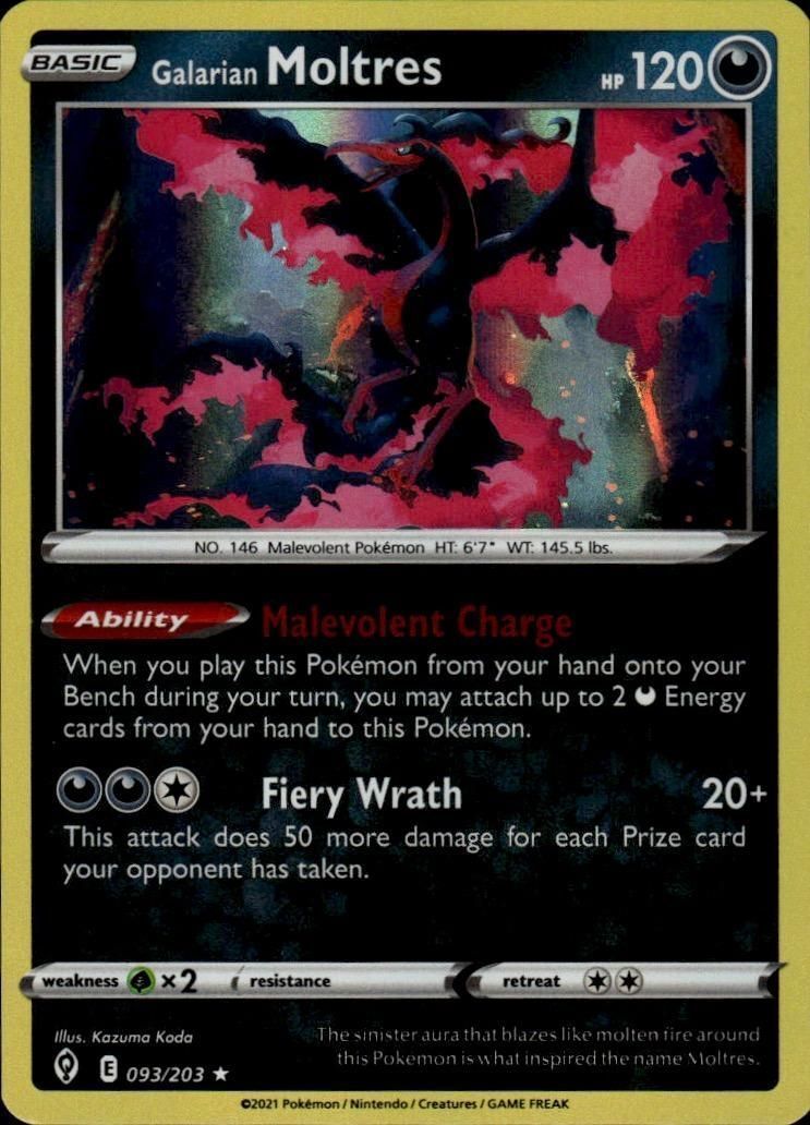 Galarian Moltres Holo Rare SWSH07: Evolving Skies 093/203 NM