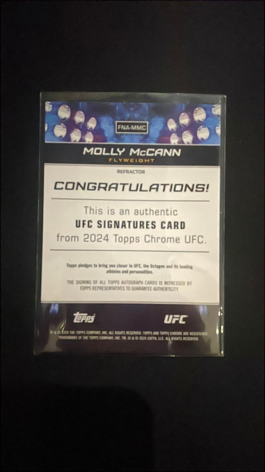 2024 Topps Chrome UFC Molly McCann Autograph Refractor Card