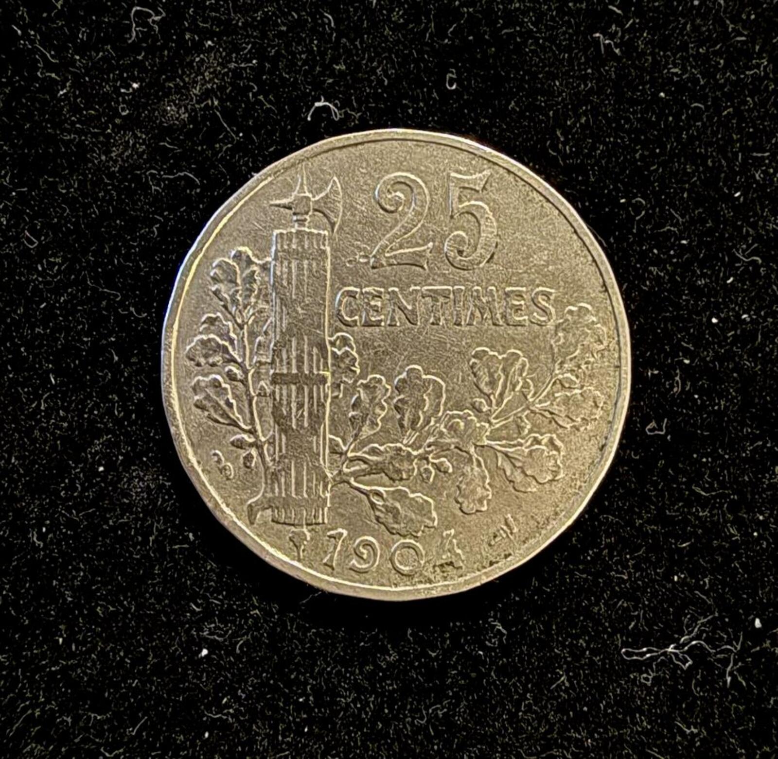 1904 25 Centimes / 50 Cent Spain Coin