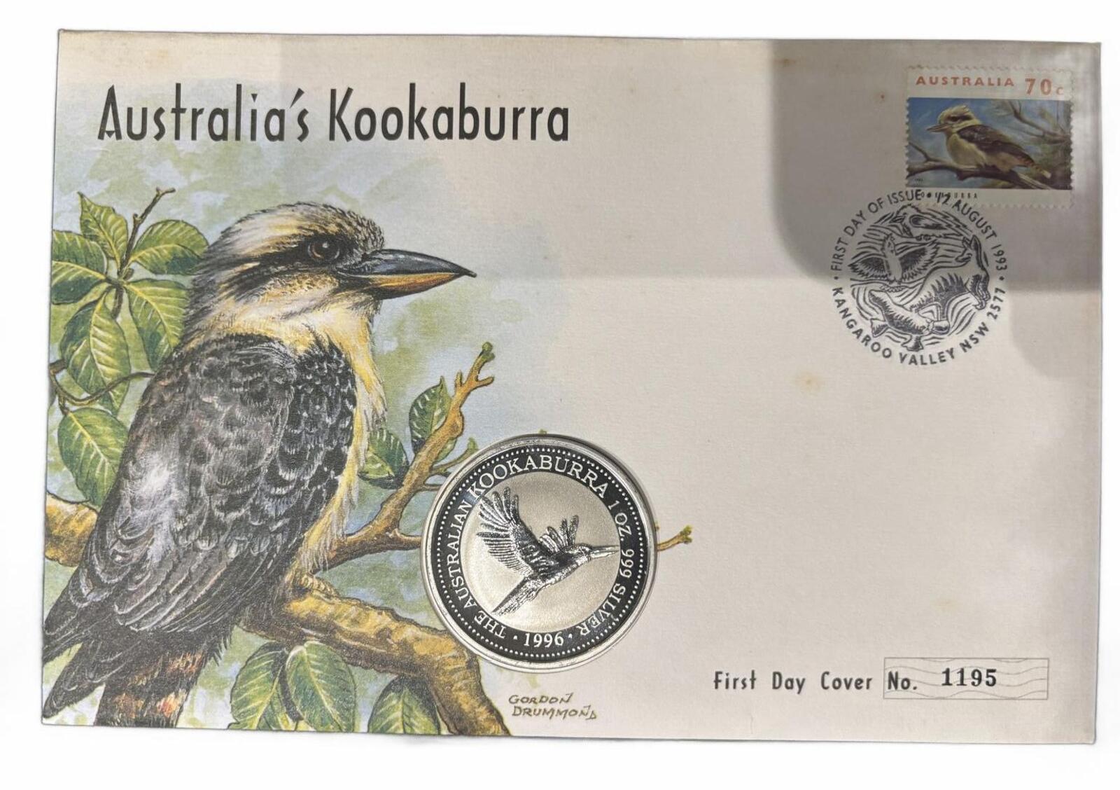 RARE Australia's Kookaburra First Day Cover with Coin 1996