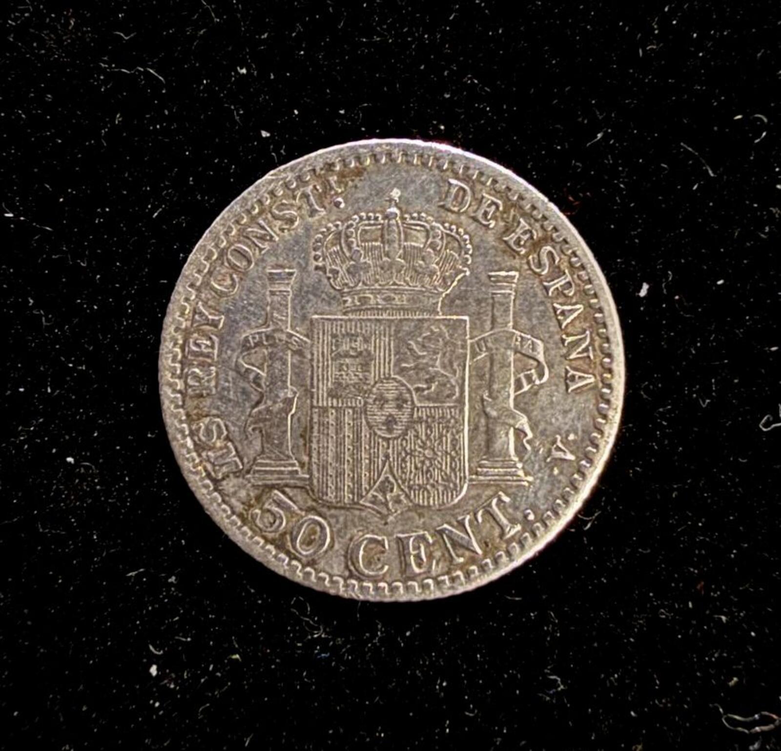 1904 25 Centimes / 50 Cent Spain Coin