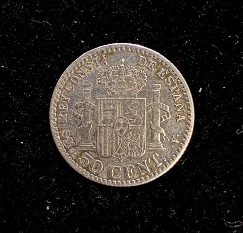 1904 25 Centimes / 50 Cent Spain Coin