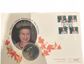 Commemorative 1996 Royal Canadian Silver Maple 5 Dollar Coin Cover ft. QE II