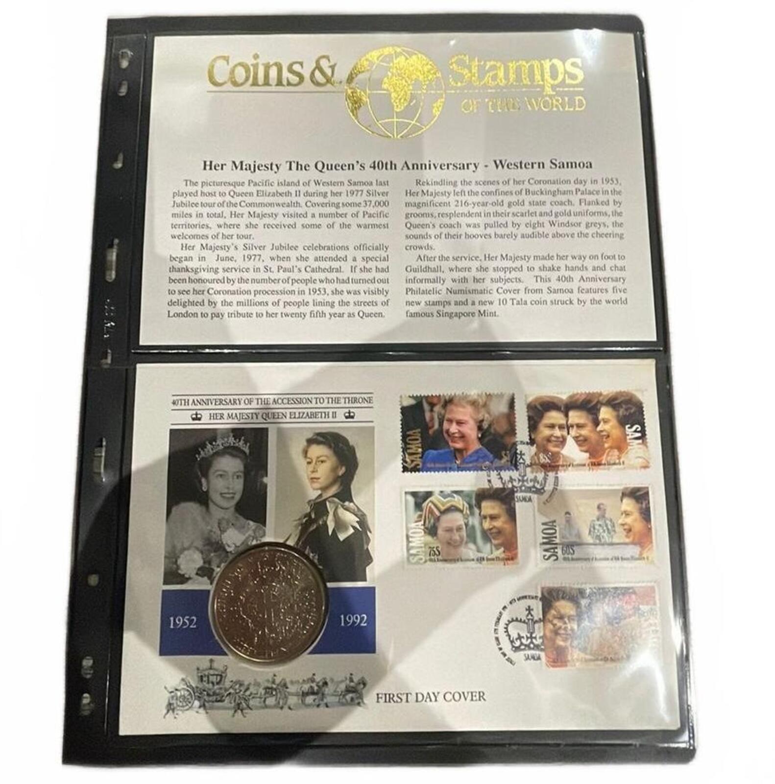 Her Majesty The Queen's 40th Anniversary Coin and Stamp - Western Samoa 1992