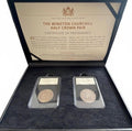 The Winston Churchill Half Crown Pair UK Silver Coins 1874 and 1965